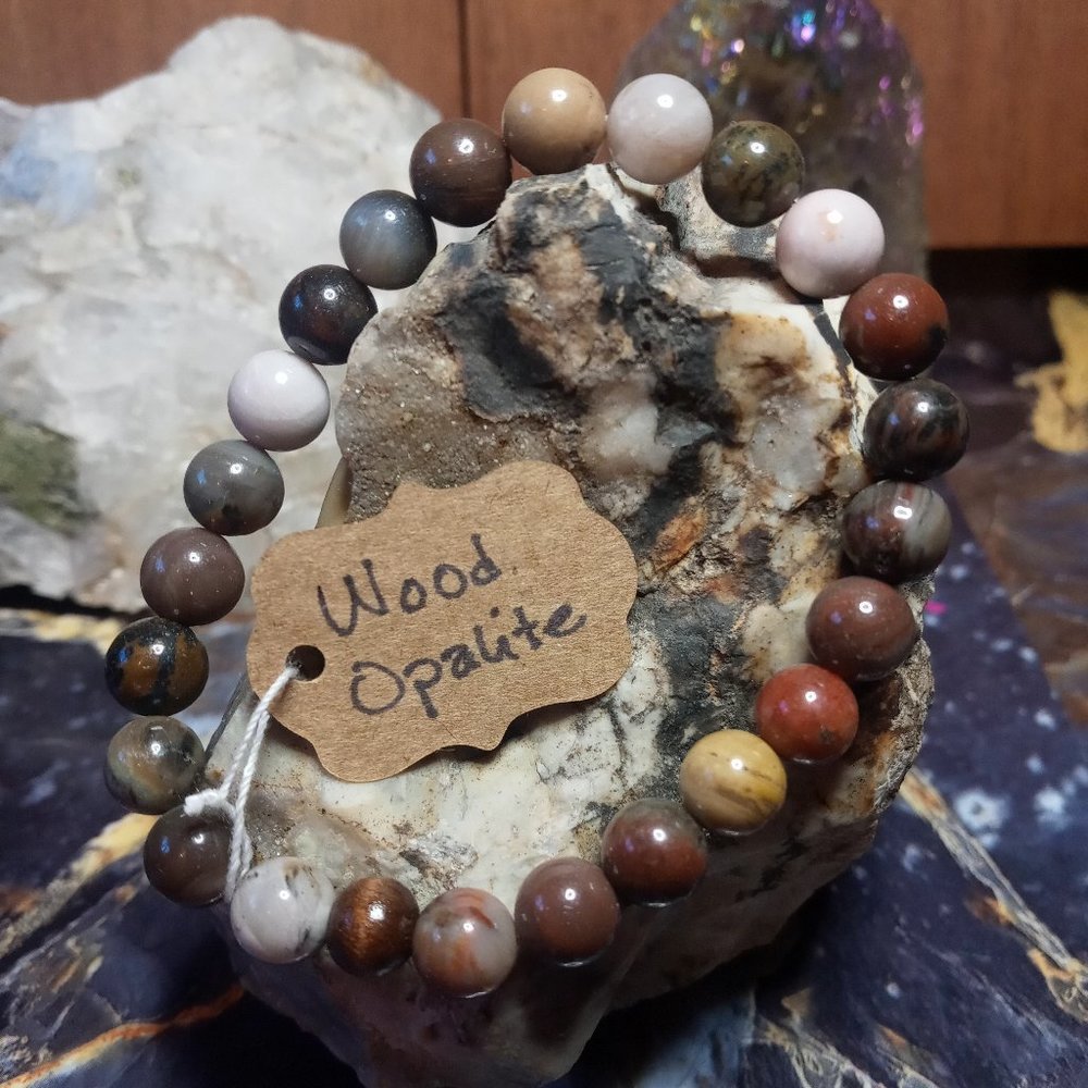 Wood Opalite Gemstone Healing Bracelet